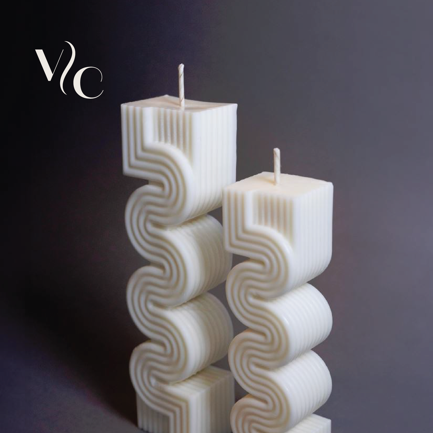 Wavy Pillar Candle Set